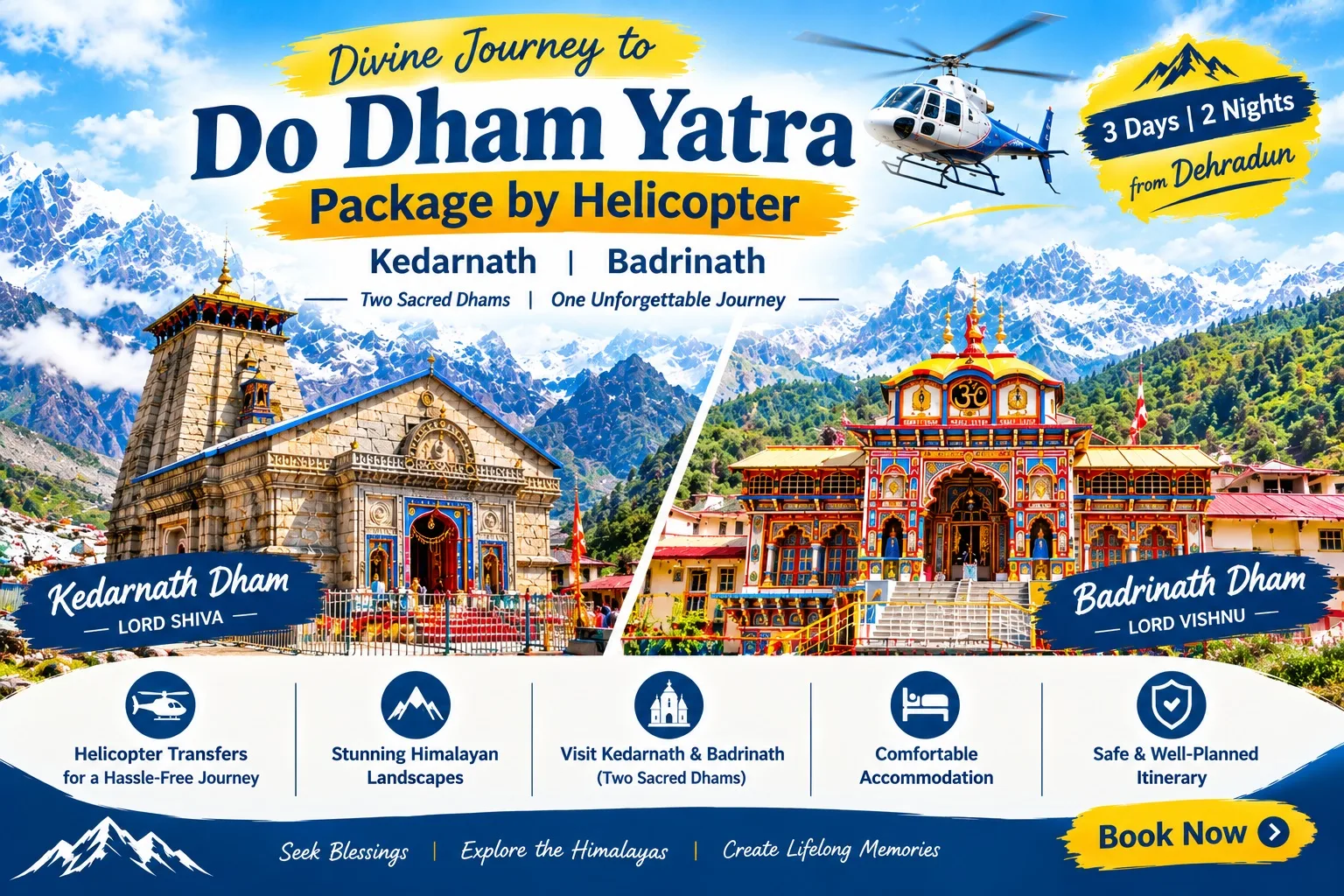 Do Dham Yatra Package by Helicopter – 3 Days | 2 Nights